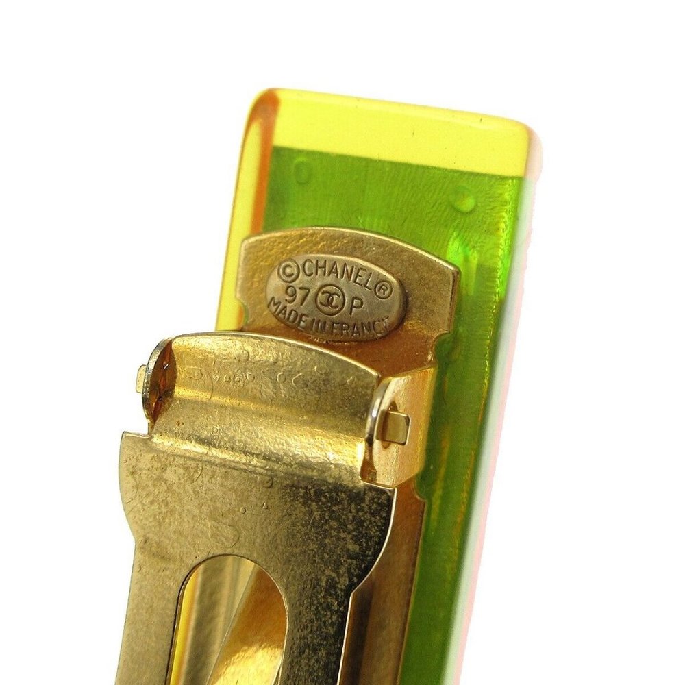 AUTHENTICITY GUARANTEED CHANEL CC Logos Hair Clip Hairpin Barrette Yellow Gold - Picture 4 of 4